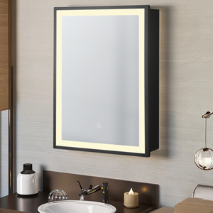 <span class=keywords><strong>Armoire</strong></span> à <span class=keywords><strong>pharmacie</strong></span> avec lumières LED <span class=keywords><strong>armoire</strong></span> à miroir de salle de bain murale avec charnière de piano mode 3 couleurs porte en aluminium noir 1420" - Product Image 2