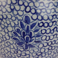 RYLL51-A Tabouret Tambour en Porcelaine Bleue et Blanche, Motif Lotus Entrelacé, Siège Frais de Jardin Chinois Antique