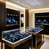 Vitrine à bijoux en verre personnalisée avec éclairage LED, comptoir d'exposition durable pour magasin de détail