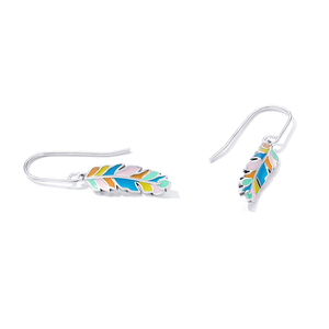 Usine en gros émail pendentif femmes boucles <span class=keywords><strong>d</strong></span>'oreilles 925 en <span class=keywords><strong>argent</strong></span> Sterling coloré <span class=keywords><strong>plume</strong></span> de paon pendentif boucles <span class=keywords><strong>d</strong></span>'oreilles pour les femmes - Product Image 2