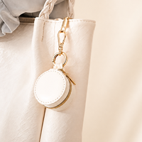 Boîte de rangement pour bijoux de mode avec porte-clés, en cuir PU, doublure en velours, fermeture éclair, porte-monnaie, petite pochette organisatrice pour bijoux