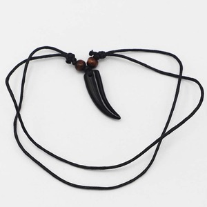 도매 힙합 펑크 스타일 멋진 블랙 로프 모조 암소 뼈 수지 뿔 펜던트 목걸이 남성용 - Product Image 4