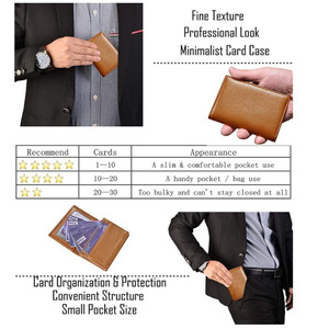 Porte-cartes de visite en cuir véritable, portefeuille mince à double pli avec fenêtre transparente, étui compact pour cartes de crédit pour hommes et femmes - Product Image 5