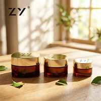 Pot en verre givré Amber 200G pour crème pour les yeux avec bouchon en plastique/aluminium noir, emballage cosmétique certifié CE