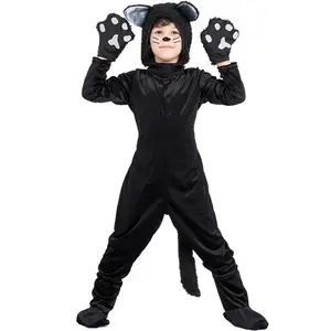 Halloween Animal Black Cat Performance Costume Boys Cat Costume Cosplay Children's Costume Stage Cost