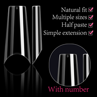Vente en gros 300pcs Boîte Acrylique Français Manucure Faux Ongles Conseils Moyen C Courbe Cercueil Naturel Clair Artificiel Outil Accessoires
