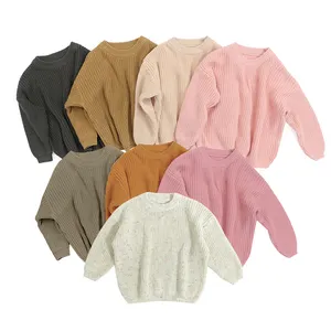 Low Moq Wholesale Toddler Kids Oversize Knit Sweater Knitting Pullovers Baby Girl Sweater For Girls