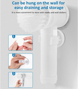 Spazzola elettrica senza fili portatile con 5 testine sostituibili per la pulizia/parete/vasca/finestra/cucina - Product Image 6