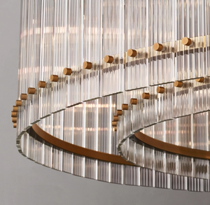 Lampadario americano di lusso in ottone trasparente fatto a <span class=keywords><strong>mano</strong></span> in vetro a doppio strato per soggiorno sala da pranzo Hotel - Product Image 6