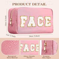 Trousse de Toilette de Voyage en Nylon avec Lettres en Chenille 2026 – Pochette Maquillage pour Soins de la Peau, des Cheveux et du Visage