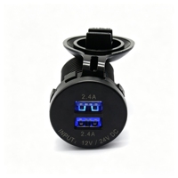 Enchufe de Carga USB-A Doble Empotrable e Impermeable, Salida Total de 4.8A DC12-24V para RV, Embarcaciones, Autos, Camiones, ATV