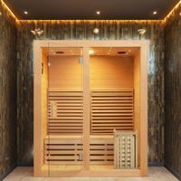 Sauna intérieur moderne YEETE pour 2-3 personnes en bois de pruche massif - Cabine traditionnelle à chaleur sèche avec design de ventilation pour l'Europe nordique