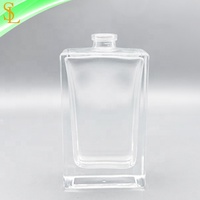 Bouteille de parfum en verre rectangulaire vide bouteille de parfum de 50ml bouteille de parfum en verre de parfum cosmétique avec bouchon noir