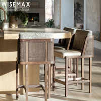 WISEMAX FURNITURE Mobilier moderne et minimaliste pour hôtels, tabouret de bar, bois de frêne, dossier en rotin, ensemble de chaises de salle à manger en cuir pour la maison
