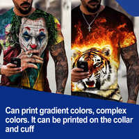 T-shirt à imprimé animal 3D en dégradé, imprimable par DTG, adapté à l'impression sur vêtements, pantalons, écharpes