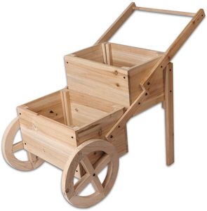 Jardinière verticale à 2 niveaux Chariot en bois de style campagnard Grand kit marron pour jardin Décoration extérieure Plantation pour utilisation en pépinière - Product Image 3