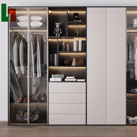 Armoire de chambre à coucher personnalisée de style Art déco haut de gamme Intérieurs élégants Incrustations de verre respectueuses de l'environnement Meubles de salon