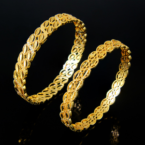 High Quality Fashion Zircon Bracelet 21k Gold Plated Non Tarnish Leaf Beautiful Hand <b>Bangle</b> for Women Wedding Party - Product Image 4
