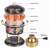 Petite marmite gonflable en cloisonné, cuisinière à gaz en cuivre pur, couvercle en verre antiadhésif, design chinois, pour une personne, réglable, usage domestique