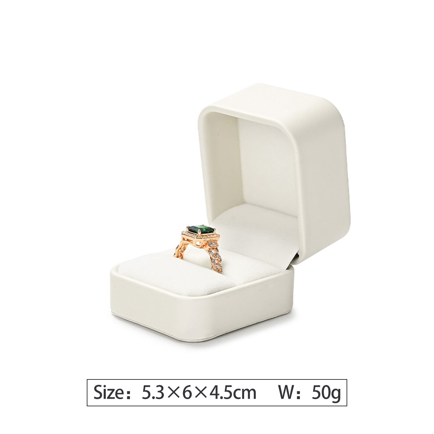 white ring box