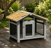 Mobilier d'extérieur moderne, écologique et durable en bois de grande taille pour animaux de compagnie, style ferme, avec niche, cage, nichoir et espace de course, pour toutes les saisons