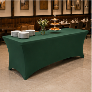 Luxury Gold 6ft Spandex Modern Waterproof Eco-Friendly Stretch Fitted Rectangular <b>Table</b> Cover <b>for</b> Wedding Anniversary - Product Image 1