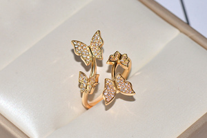 Hersteller Direkt verkauf Fashion Lady KYRA0593 CZ <span class=keywords><strong>Ring</strong></span> 3A Zirkon Schmetterling Form Resizable Trau ringe für Frauen Mädchen - Product Image 5