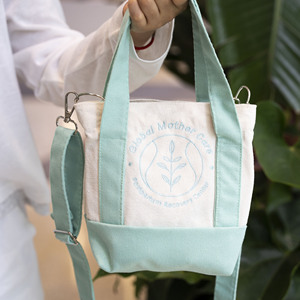 Nuevo diseño logotipo personalizado bandolera de algodón Mini bolso de lona con asa pequeña con bolsas de compras de algodón de bolsillo - Product Image 2