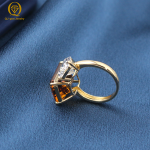 Anillo de Compromiso Personalizado con Diamante Cultivado en Laboratorio de Corte Pera VVS y Topacio Amarillo, Engaste de Garras en Oro Real de 18K, Joyería de Boda para Mujer - Product Image 3