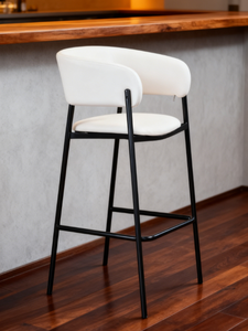Luxury Modern Bar <b>Stool</b> with Fabric Upholstered <b>Seat</b> Sturdy Iron Frame for Indoor Kitchen Island & Home Bar Counter Seating - Product Image 3