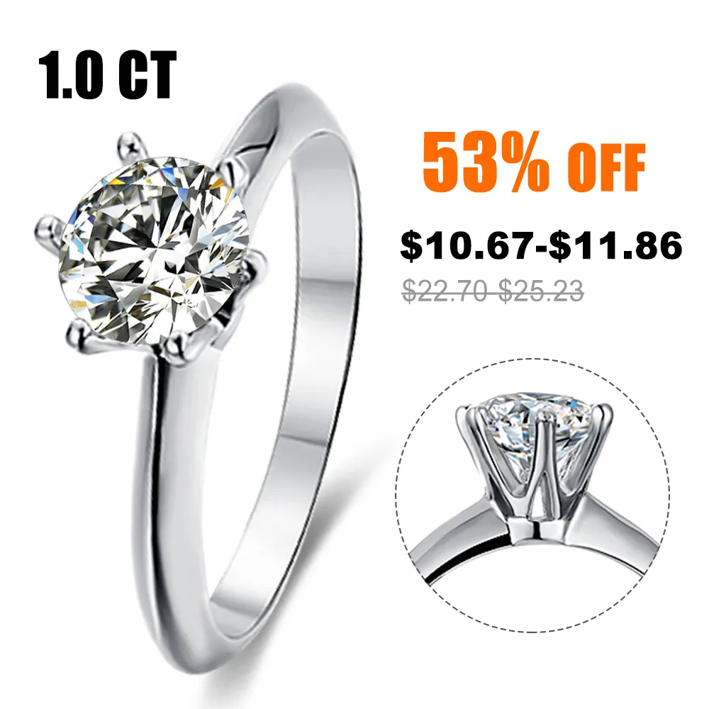 Abiding Jewelry Engagement Moissanite Diamond Jewellery Wholesale 925 Sterling Silver 1 Carat Women Moissanite Ring