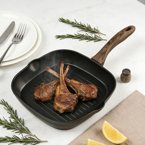 Padella Grill Antiaderente in <span class=keywords><strong>Alluminio</strong></span> Forgiato, Griglia Quadrata Versatile con 2 Beccucci, per Grigliate Interne ed Esterne, Compatibile con Induzione, Senza PFOA - Product Image 3