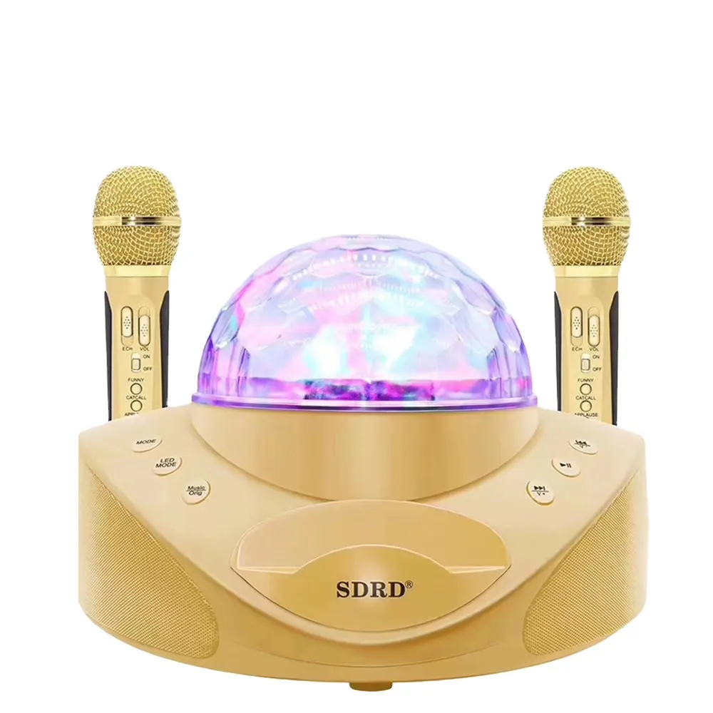 SD-308 wireless Speaker 30W High Power Family KTV Singing Wireless Double Chorus Dual Microphone with Magic Ball Light