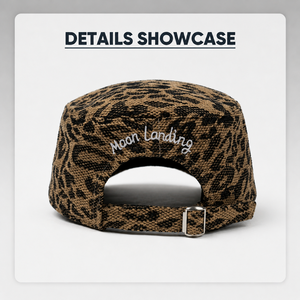 Casquette de campinguriste personnalisée à imprimé léopard 3 panneaux, broderie lettre G cursive personnalisée, casquette de <span class=keywords><strong>skate</strong></span> vintage en toile à visière plate - Product Image 3