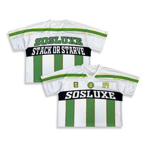 Custom <b>V</b> <b>Neck</b> Print <b>T</b> <b>Shirts</b> Oversized Boxy Embroidery Vintage Retro American Soccer Wear Cropped Football Jersey - Product Image 1