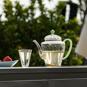 Heat-Resistant Glass Teapot With Lid Lotus Petal Design For Brewing Flower <b>Tea</b> And Green <b>Tea</b> Home Use Transparent Single Teapot - Product Image 3