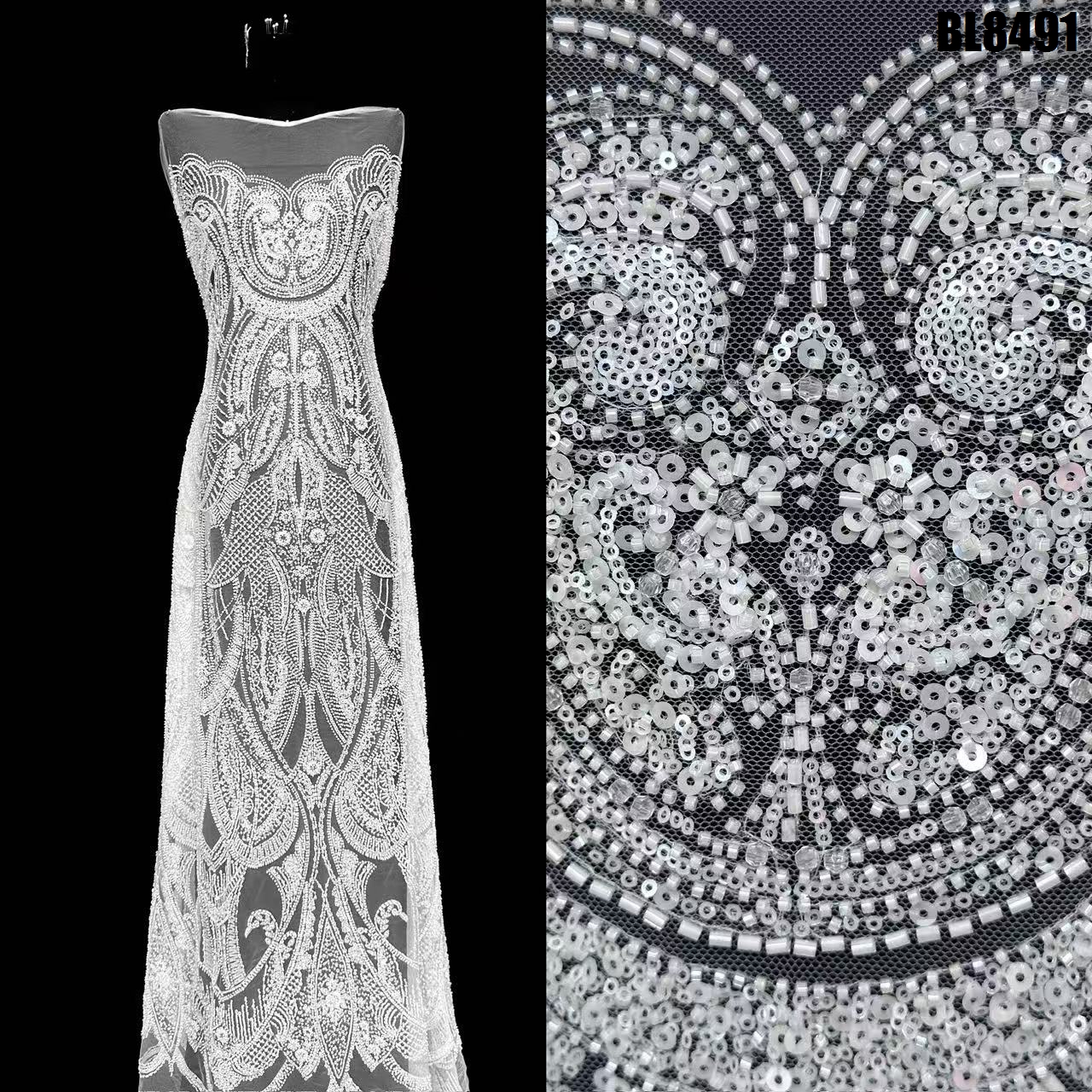 Luxury-Pure-White-Beaded-Mesh-