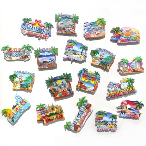 Imanes de nevera de punto de referencia costero colorido personalizado 3D resina Tropical viaje impresión vacaciones playa recuerdo imán de nevera - Product Image 2