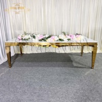 Vente en gros de table à manger en acier inoxydable avec plateau en verre table et chaises de mariage modernes pour mobilier événementiel