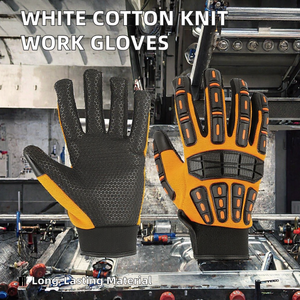 Guantes de Trabajo de Seguridad Anti-Impacto con Protección Texturizada de TPR y Muñequera Elástica en Naranja y Negro - Product Image 2