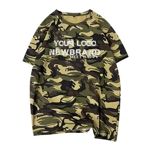 Wholesale Men's Logo Custom Oversized 280gsm Heavyweight Drop Shoulder T Shirt Camouflage T-shirt