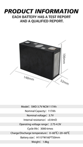 Bateria de Lítio NMC Prismática SUNWODA 3.7V 117Ah de Alta Densidade de Energia, 3000 Ciclos, para ESS Solar, EV e Pacotes de Bateria DIY - Lançamento Quente - Product Image 6