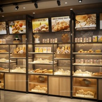 Présentoir de Boulangerie en Gros Personnalisé en Fer Noir avec Vitrine à Gâteaux en Verre, Étagère en Grille Métallique, Aménagement de Magasin, Faible MOQ, Design sur Mesure