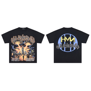 เสื้อยืดลายเรขาคณิตสไตล์ยุโรปอเมริกันแบรนด์ฮาร์แอนด์<span class=keywords><strong>โม</strong></span><span class=keywords><strong>นี่</strong></span> ตกแต่งด้วยคริสตัลแบบรีดร้อน ล้างสีแล้ว ให้ลุคเท่ๆ - Product Image 3