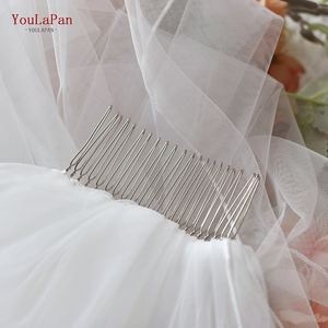 <span class=keywords><strong>Voile</strong></span> de mariée Youlapan V15 élégant et minimaliste, double couche en maille transparente avec peigne à cheveux en métal de haute qualité - Product Image 3