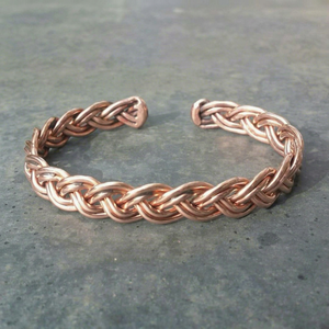 Copper Alloy Cuff <b>Bracelet</b> Multi Metal Braided Vintage Style Unisex Gift Jewelry Rose Gold Plated - Product Image 1