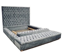 OEM Thiết Kế Mới Phòng Ngủ Hiện Đại Bọc Giường Rộng Tufted Headboard Velvet King Bed.
