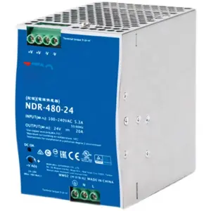 Mean well NDR-480-24 480w 24 V 20A 24 volt Din rel catu daya untuk peralatan elektro-mekanik dengan lampu led strip 24vdc