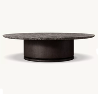 Table basse ronde RH OEM Ligne, en chêne américain avec plateau en marbre, mobile, décorative, moderne, de luxe, pour salon, villa, hôtel