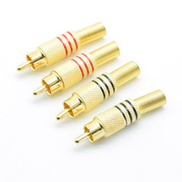 Connecteur RCA plaqué or connecteur Audio mâle avec protecteur de câble à ressort en métal rouge noir prise banane
